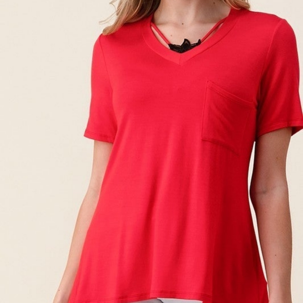 NWOT Lace Peek A Boo Top. Large
